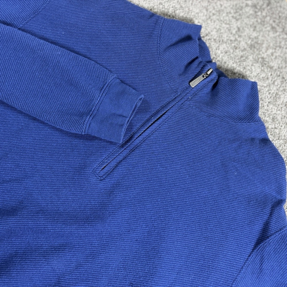 Carnoustie 1/4 Zip Pullover Men's M Blue Cotton Mock Neck Golf Lightweight
